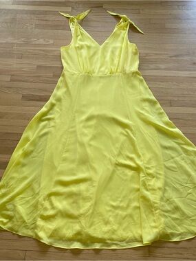 Betsy Johnson NWT neon yellow dopamine wedding guest beach pool party flowy maxi